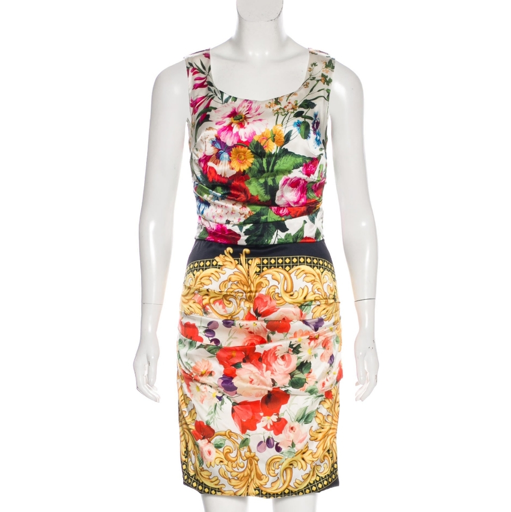 Dolce & Gabbana Floral Silk Ruched Dress